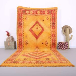 Orange handmade berber moroccan rug