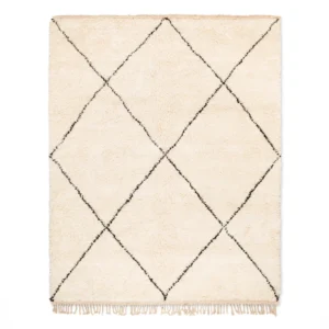 Black and white Moroccan rug, Handmade Beni ourain Rug