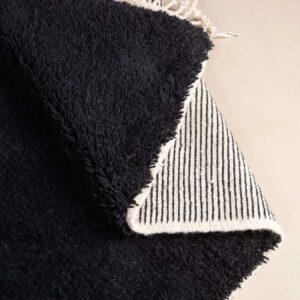 BN244TD Moroccan Black Beni Ourain rug, Handmade Rug - BENICARPETS