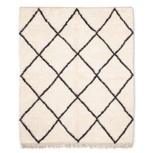 Moroccan Beni Ourain rug, Blackand white Handmade Rug - BENICARPETS