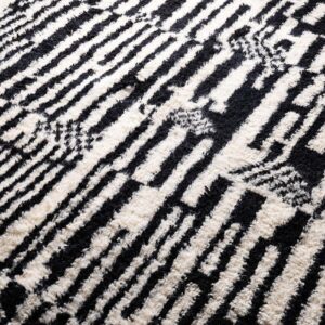 BN259TD-3 Handmade black and white moroccan beni ourain rug - BENICARPETS