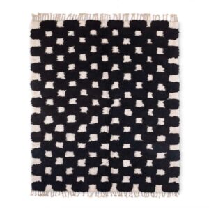 Moroccan beni ourain rug, Authentic black and white berber handmade Rug - BENICARPETS