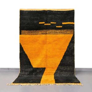 Moroccan Boujad rug, yellow and black Handmade berber rug - BENICARPETS