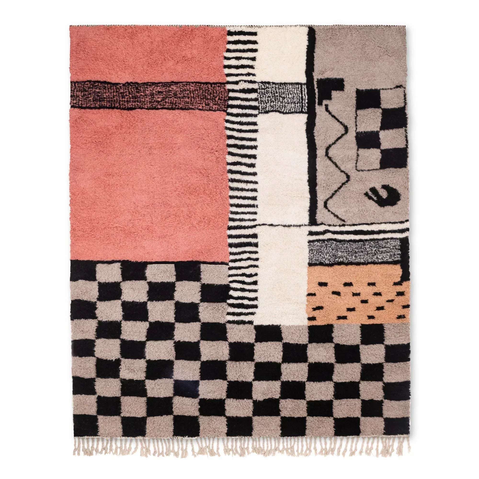 Handmade CHECKERED berber rug, Moroccan boujad rug - BENICARPETS