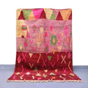 Moroccan Boujad rugs, pink, red handmade rug - BENICARPETS
